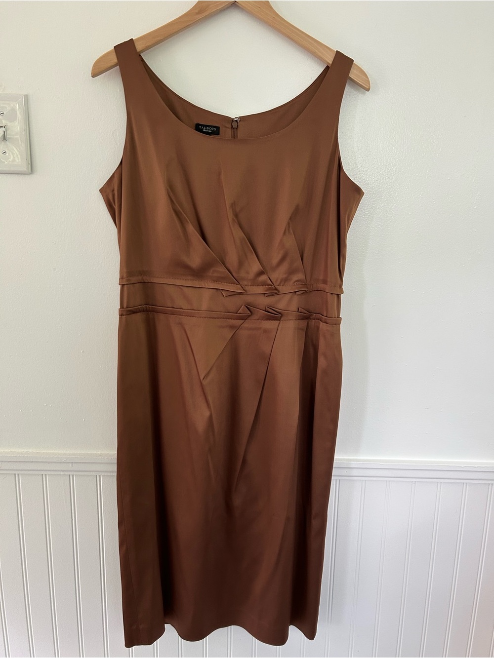 Talbots Copper Brown Sleeveless Midi Sheath Dress